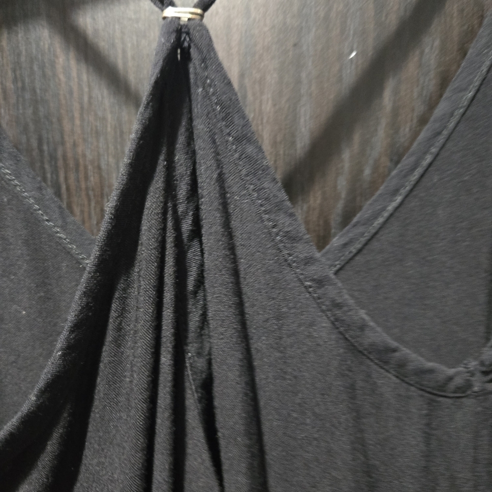 Black Romper Cropped Strappy Keyhole Back Size Xs - Picture 5 of 5